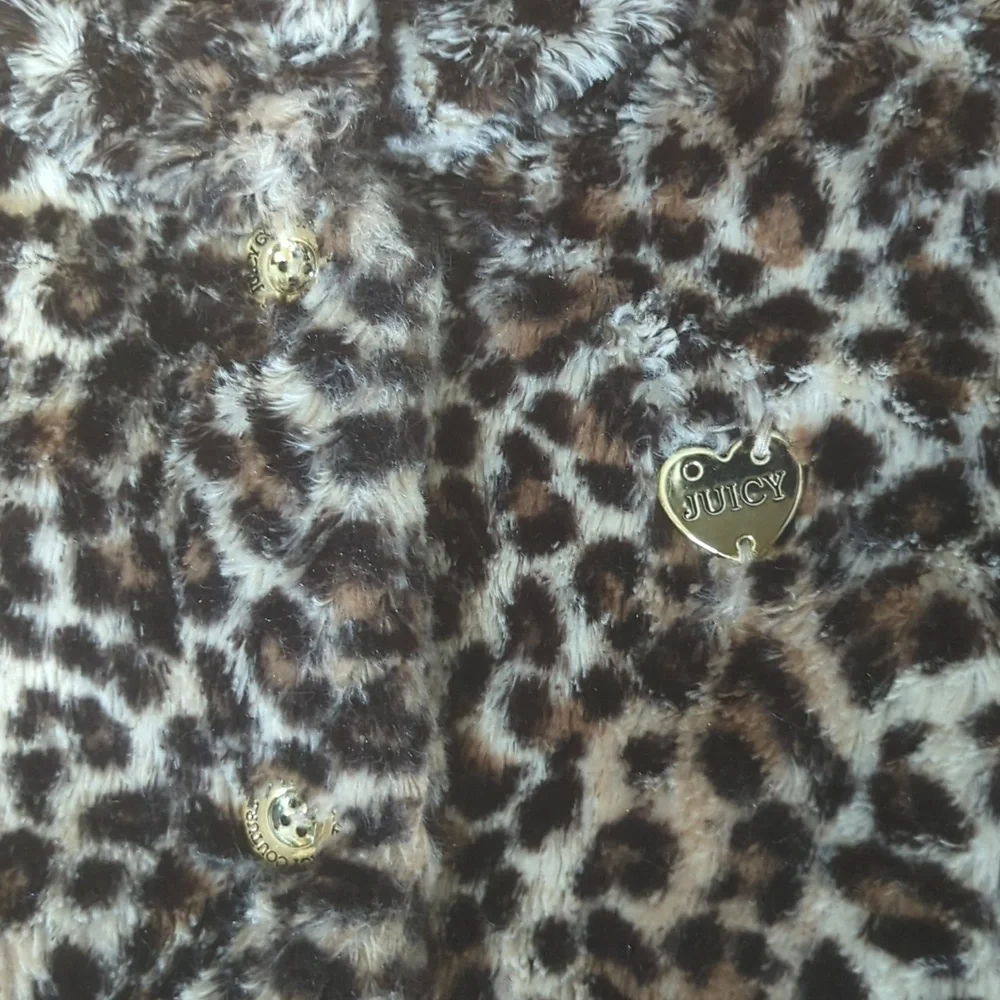 Juicy Couture Faux Fur Cheetah Leopard Print Button Up Jacket